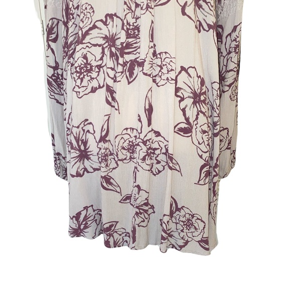 Free People Lavender Lilac Purple Floral Cutout Draped Mini Dress Tunic  XS - Picture 8 of 13